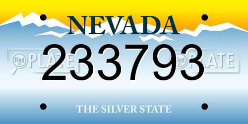 233793 Nevada License Plate