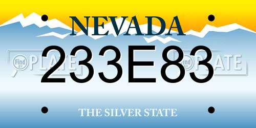 233E83 Nevada License Plate