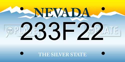 233F22 Nevada License Plate