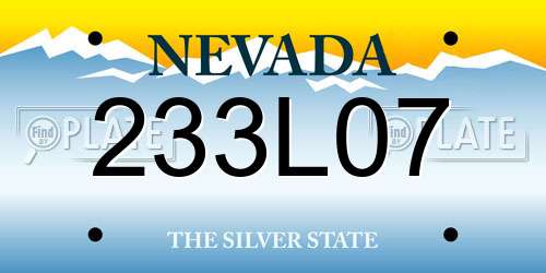 233L07 Nevada License Plate