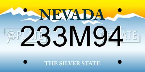 233M94 Nevada License Plate