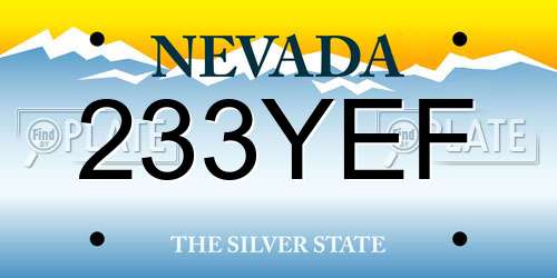 233YEF Nevada License Plate