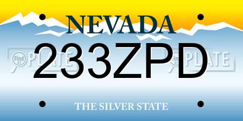 233ZPD Nevada License Plate