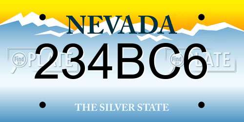 234BC6 Nevada License Plate