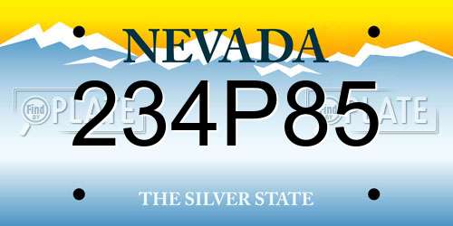 234P85 Nevada License Plate