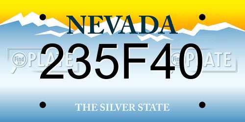 235F40 Nevada License Plate