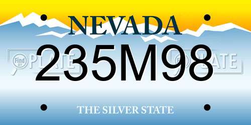 235M98 Nevada License Plate