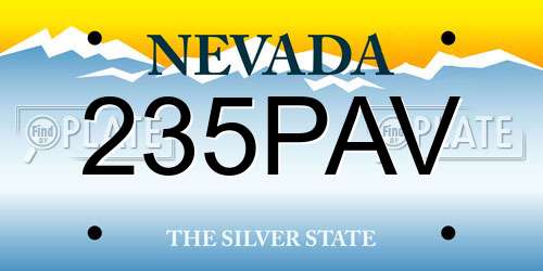 235PAV Nevada License Plate