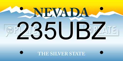 235UBZ Nevada License Plate