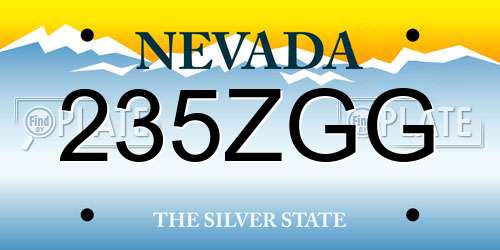 235ZGG Nevada License Plate
