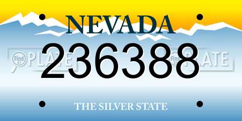 236388 Nevada License Plate
