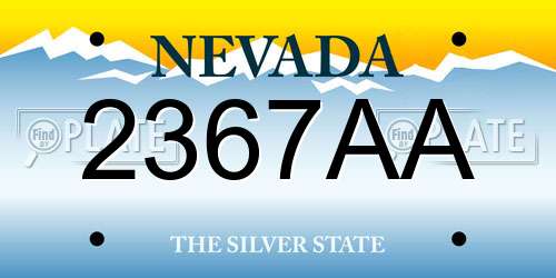 2367AA Nevada License Plate