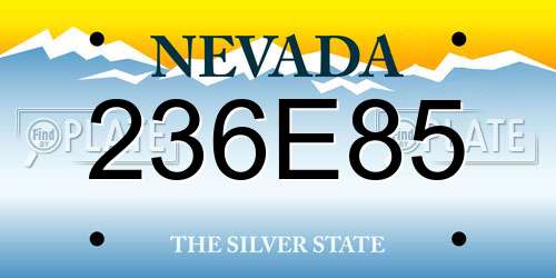 236E85 Nevada License Plate
