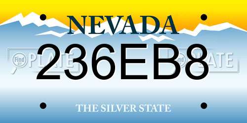 236EB8 Nevada License Plate