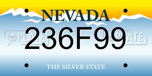 236F99 Nevada License Plate