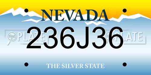 236J36 Nevada License Plate