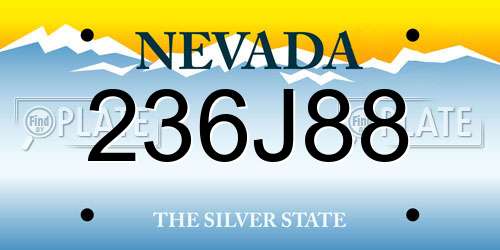 236J88 Nevada License Plate