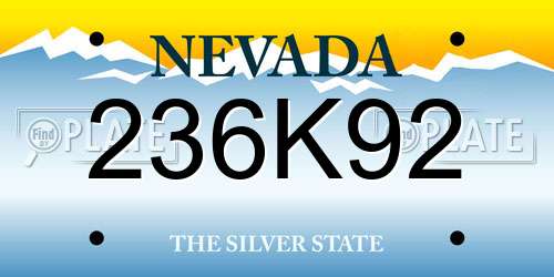236K92 Nevada License Plate