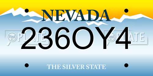 236OY4 Nevada License Plate