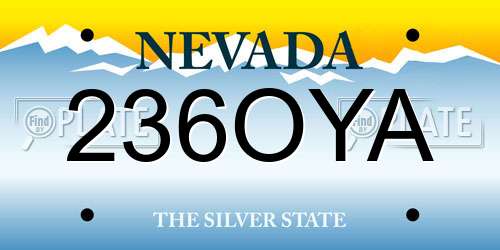 236OYA Nevada License Plate