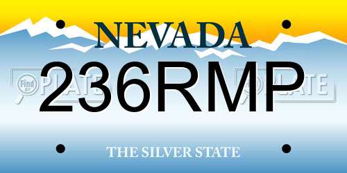 236RMP Nevada License Plate