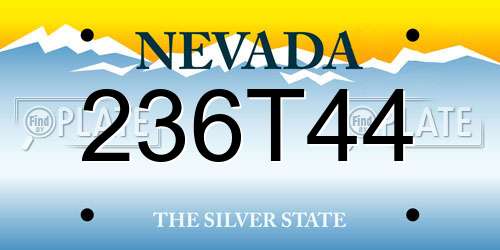236T44 Nevada License Plate