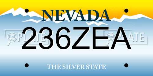 236ZEA Nevada License Plate