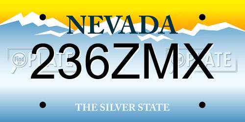 236ZMX Nevada License Plate