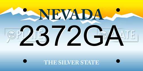 2372GA Nevada License Plate