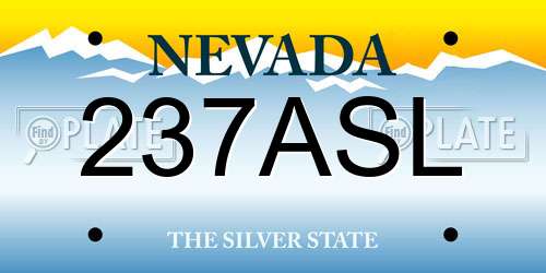 237ASL Nevada License Plate