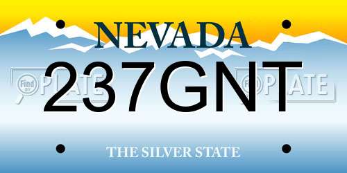 237GNT Nevada License Plate