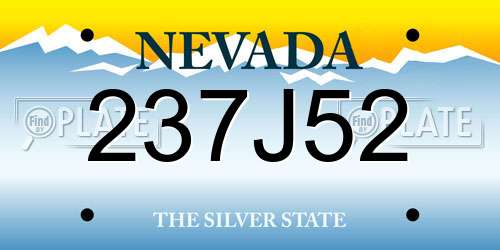 237J52 Nevada License Plate