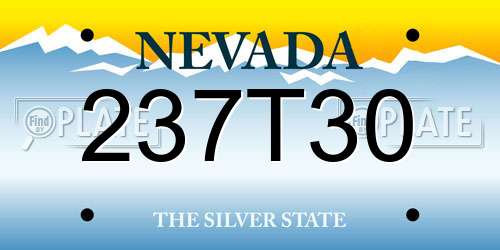 237T30 Nevada License Plate