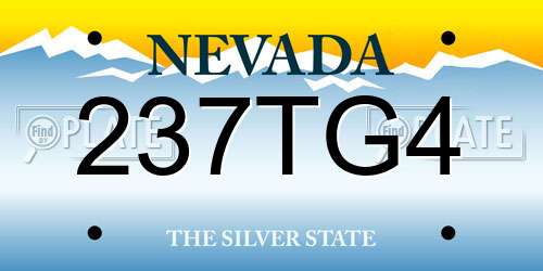 237TG4 Nevada License Plate