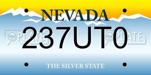 237UT0 Nevada License Plate