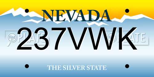 237VWK Nevada License Plate