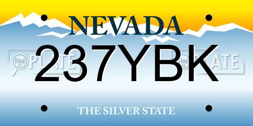 237YBK Nevada License Plate