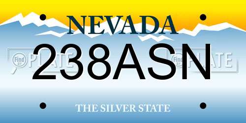 238ASN Nevada License Plate