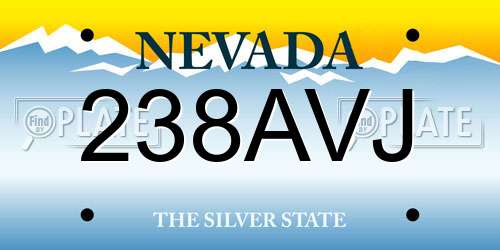 238AVJ Nevada License Plate