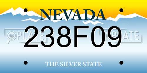 238F09 Nevada License Plate