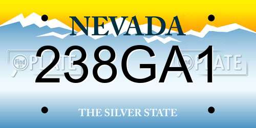 238GA1 Nevada License Plate