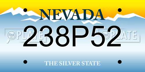 238P52 Nevada License Plate