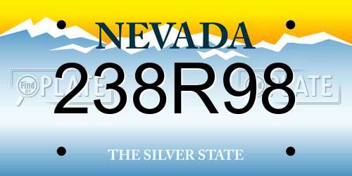 238R98 Nevada License Plate