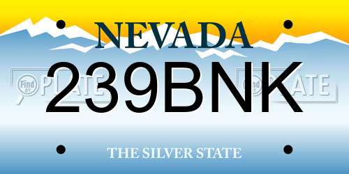 239BNK Nevada License Plate