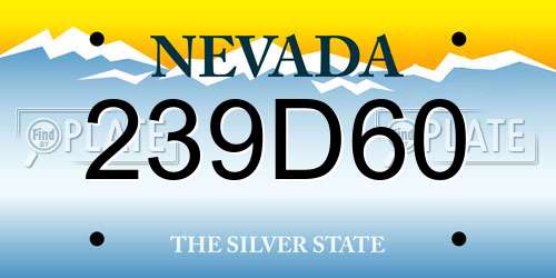 239D60 Nevada License Plate