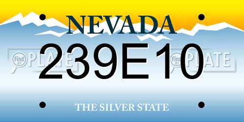 239E10 Nevada License Plate