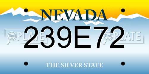 239E72 Nevada License Plate