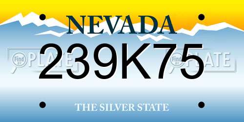 239K75 Nevada License Plate