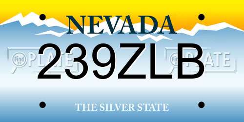 239ZLB Nevada License Plate