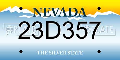 23D357 Nevada License Plate